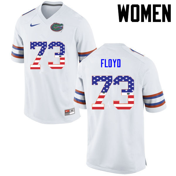 Women Florida Gators #73 Sharrif Floyd College Football USA Flag Fashion Jerseys-White - Click Image to Close
